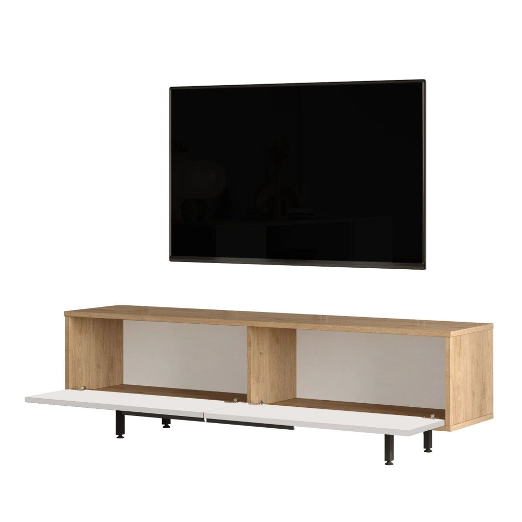 Supporto TV in legno "ON1-SW" - 160 x 35 x 45 cm - Bianco