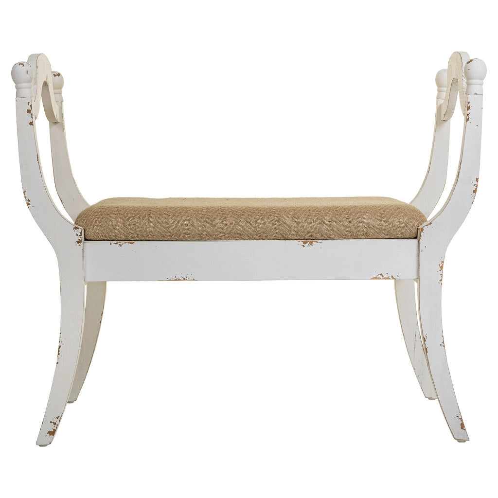 Sgabello imbottita in legno bianco 90x45,5x78h