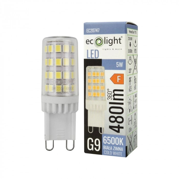 Lampadina LED G9 5W 480lm 6500K anti-sfarfallio Ecolight