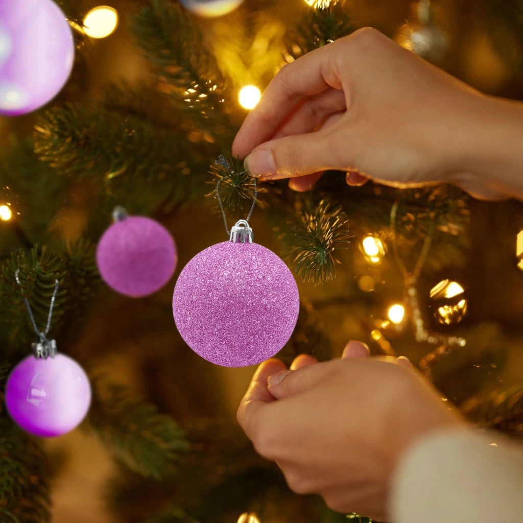 Set 48 Palline Decorative Ø 7 cm per Albero di Natale Rosa