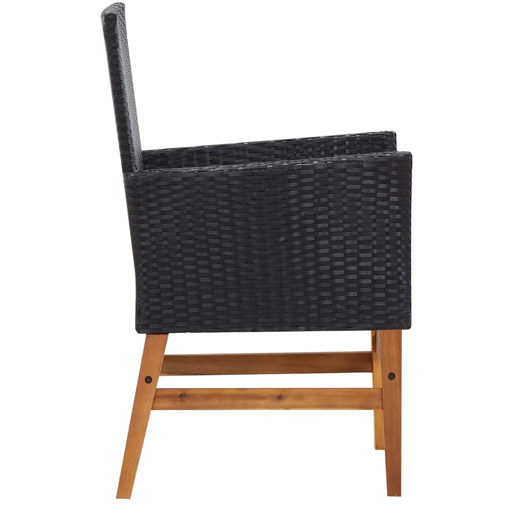 Set da Pranzo da Giardino 7 pz in Polyrattan e Acacia Nero cod mxl 55661