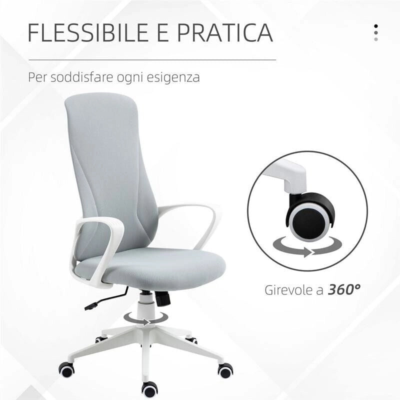 SEDIA DA UFFICIO ERGONOMICA CON ALTEZZA REGOLABILE E FUNZIONE DI INCLINAZIONE, 62X56X110-119.5 CM GRIGIA