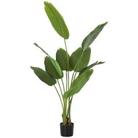 Pianta Artificiale da 160 cm a 10 Foglie in PEVA Verde con Vaso da Ø16.5x13.5 cm