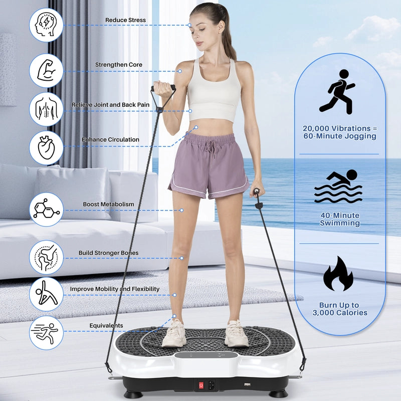 Piattaforma vibrante, attrezzatura per il fitness domestico  con altoparlante Bluetooth, 4 modalità di programmazione, carico massimo 150 kg