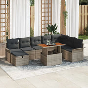 Set Divano da Giardino 9 pcs Grigio polyrattan