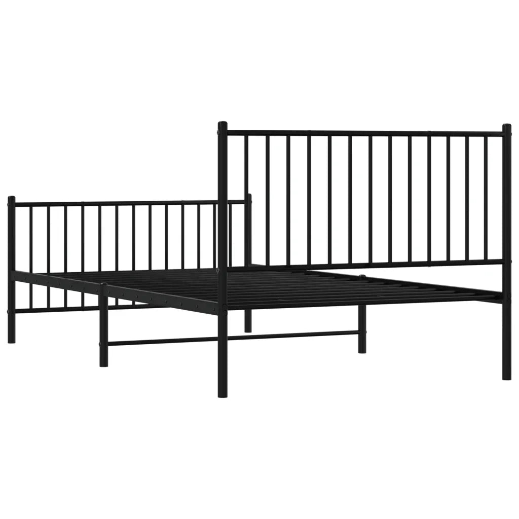 Letto singolo | Letto per adulti | Giroletto con Testiera e Pediera Metallo Nero 107x203 cm