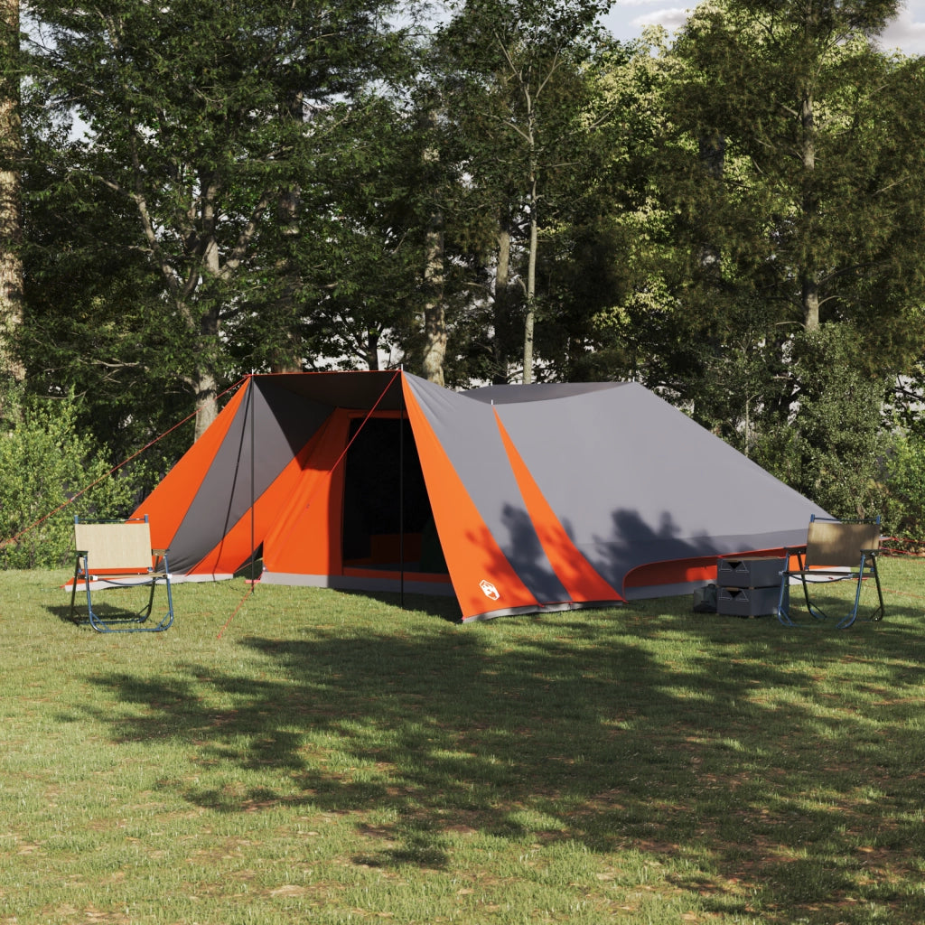 Tenda Familiare Grigia e Arancione Impermeabile per 12 Persone