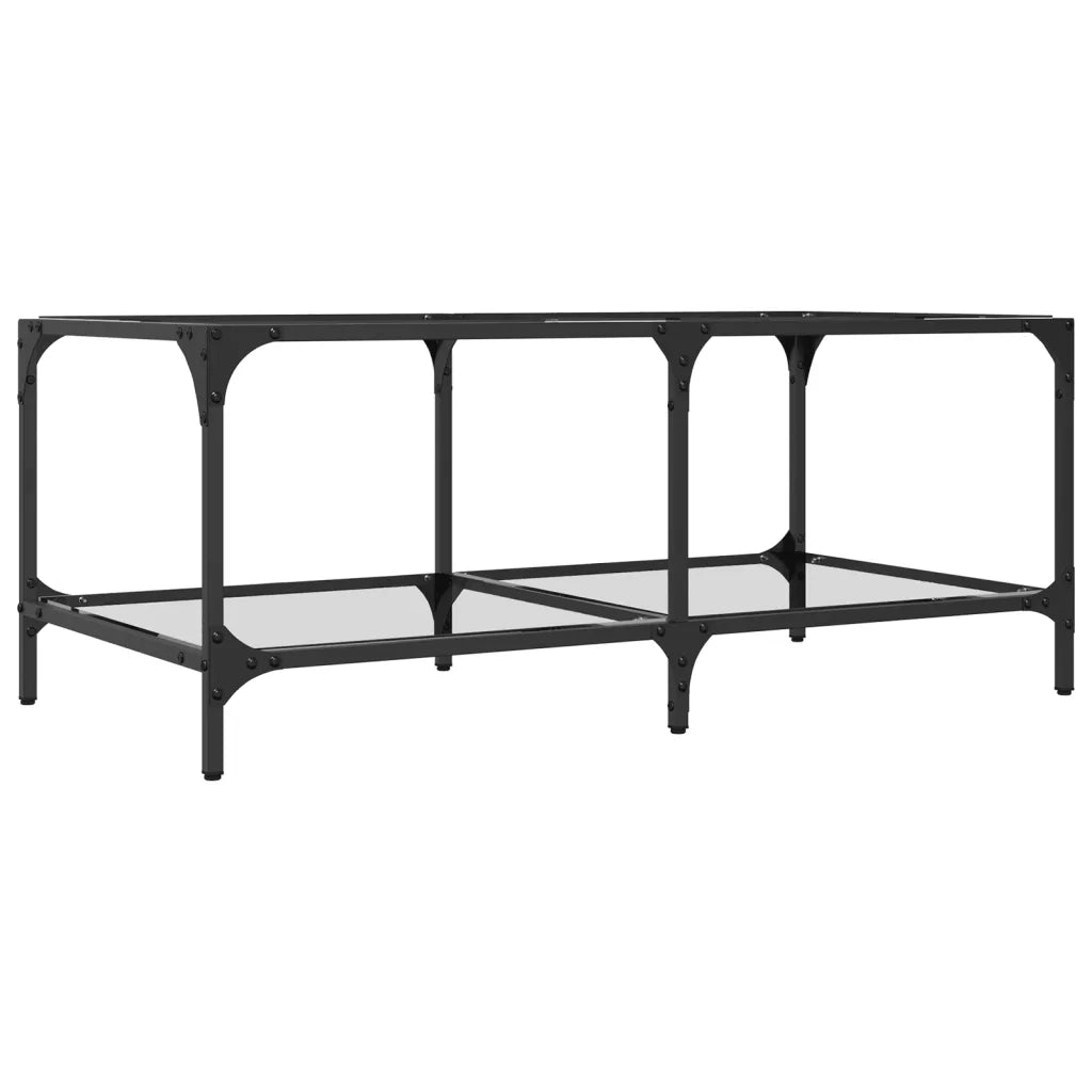 2 pz Tavolini da salotto | Tavolino da caff¨¨ | Tavolino da Soggiorno con Piano Vetro Trasparente 98,5x50x40 cm Acciaio