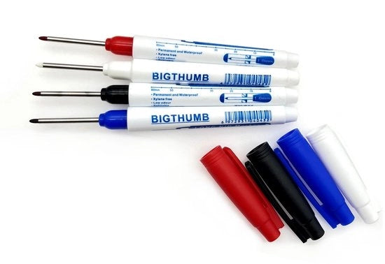 Penna a Inchiostro Permanente Acqua-Resistente - 4x - Larga Punta - Fine Puntina - Pennarelli Multifunzionali - Secchi - Matita a Inchiostro Permanente