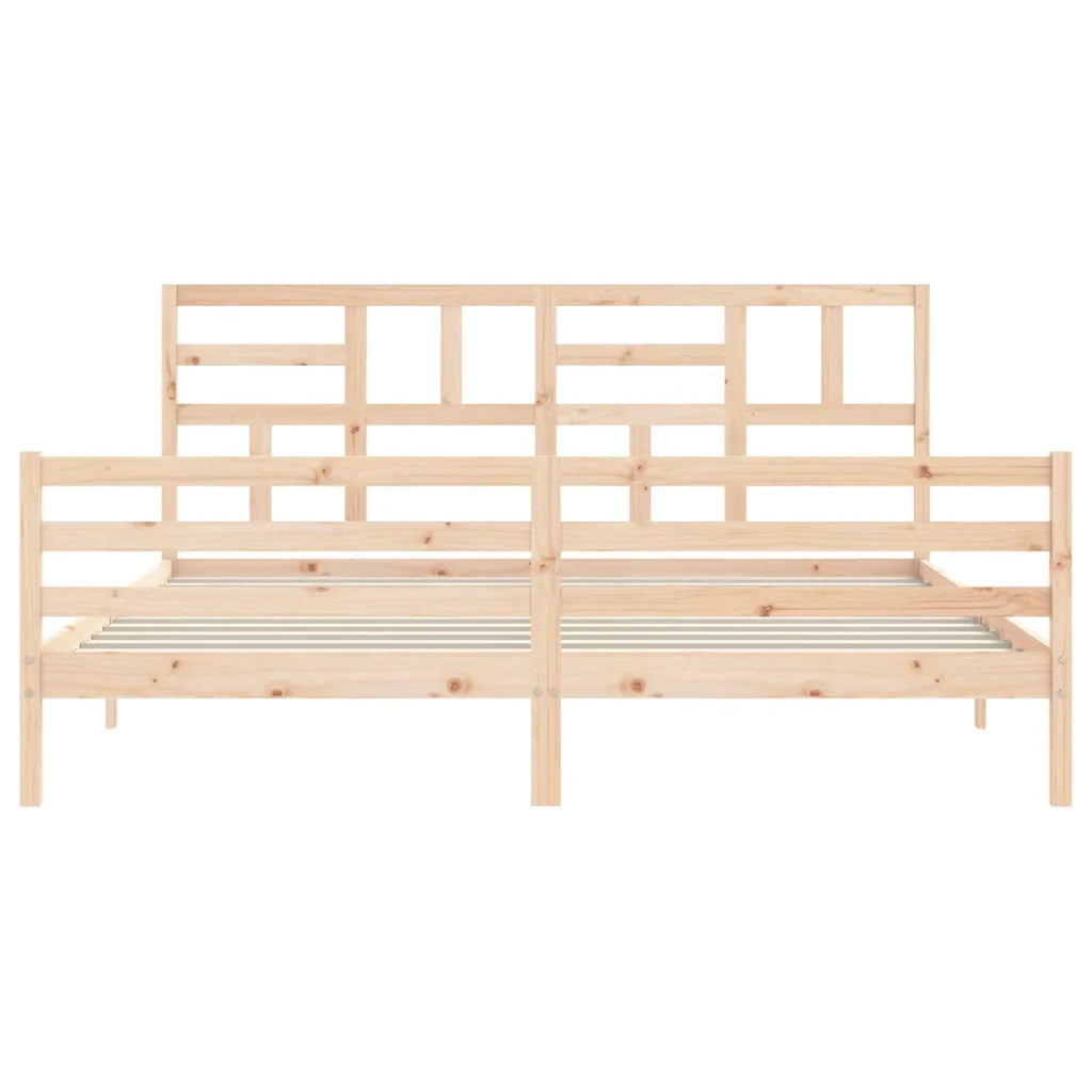 Giroletto con Testiera-Struttura Letto con testiera 200x200 cm in Legno Massello 573066