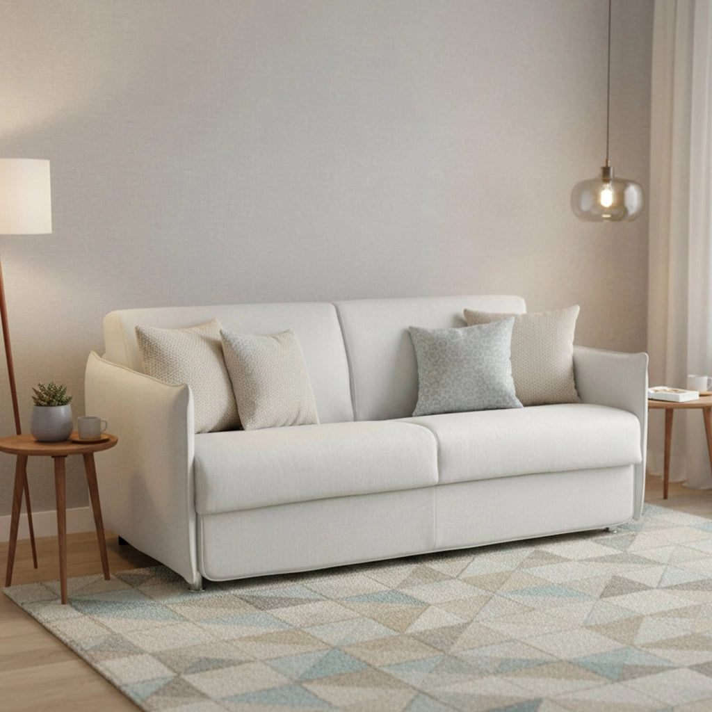 Gravere, Divano Letto 3 Posti Sfoderabile Made in Italy, 200x95 cm Grigio Chiaro