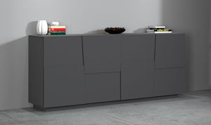 Credenza 4 Ante 200x44x86 cm Pongo 4A Grigio Antracite Opaco