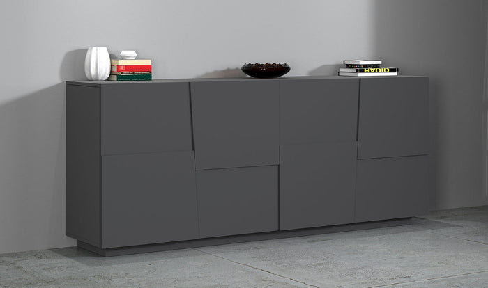 Credenza 4 Ante 200x44x86 cm Pongo 4A Grigio Antracite Opaco