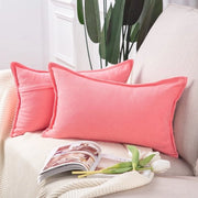 Set di 2 cuscini per divano in chenille corta, copricuscino morbido per divano, copricuscino morbido per cuscino da letto, rosa, 30 x 50 cm, rettangolare
