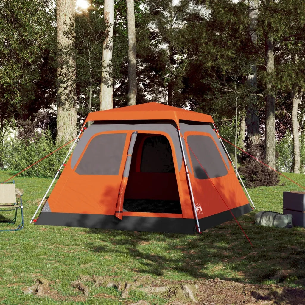 Tenda a Cupola 4 Persone Grigio e Arancione a Rilascio Rapido 4004232