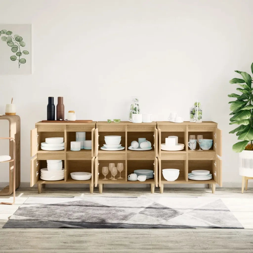 Credenze 3pz Rovere Sonoma 60x35x70 cm in Legno Multistratocod mxl 77437