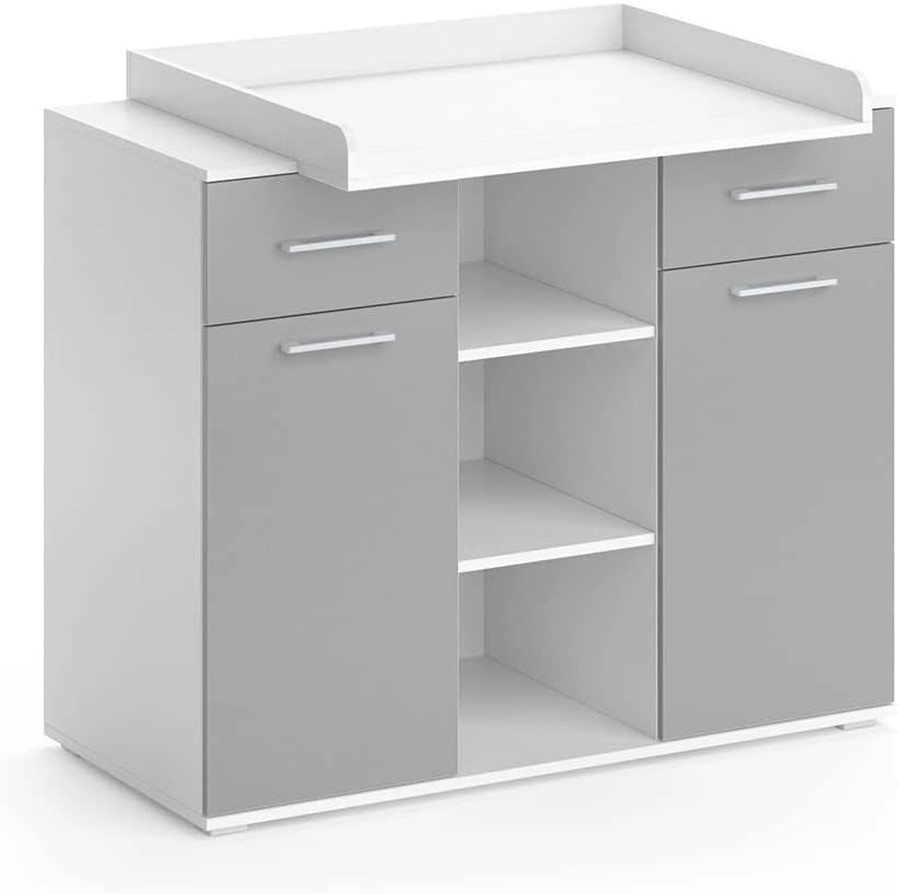Fasciatoio Leonie, Grigio, 113 x 109 cm, con fasciatoio rimovibile per l'utilizzo come cassettiera