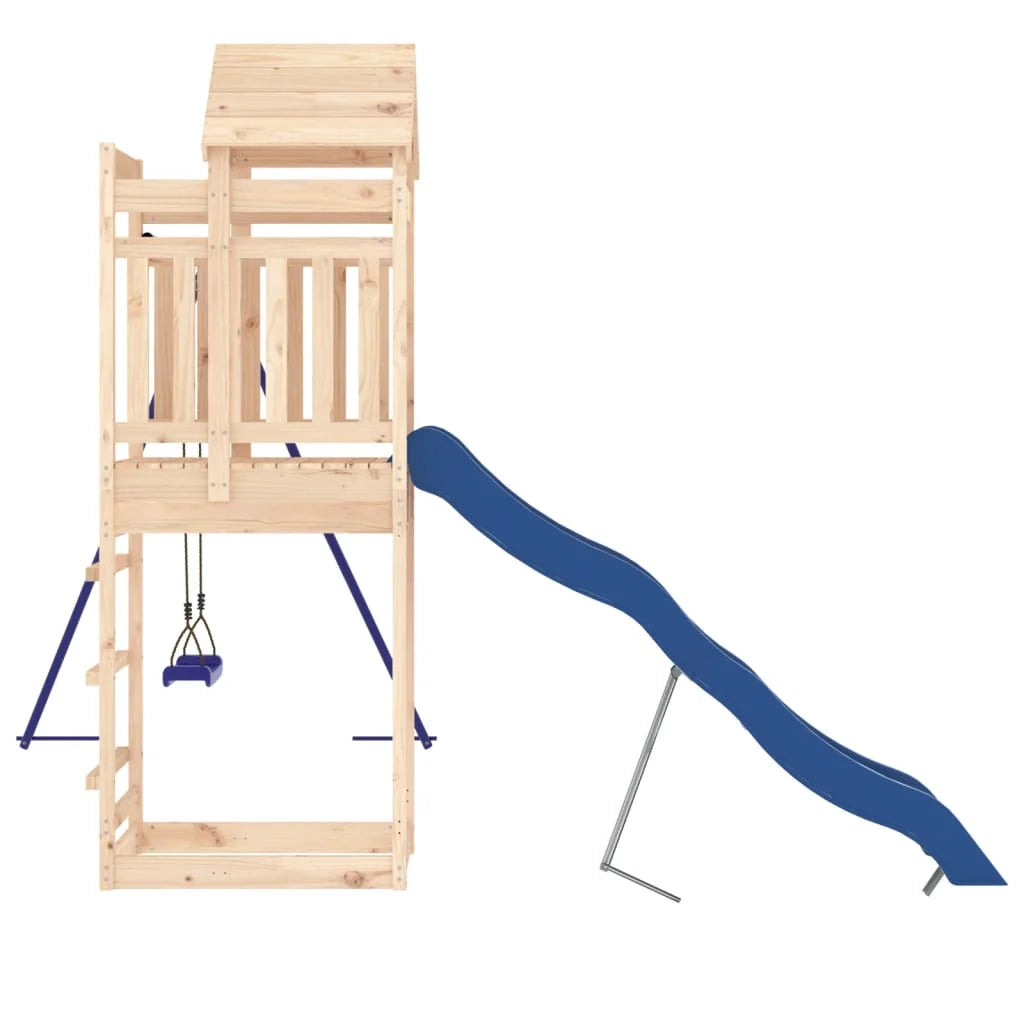 Area giochi all'aperto con altalene scivolo e robuste strutture per arrampicarsi  giochi da giardino 249 x 349 x 238 cm legno di pino massiccio 02_0004843
