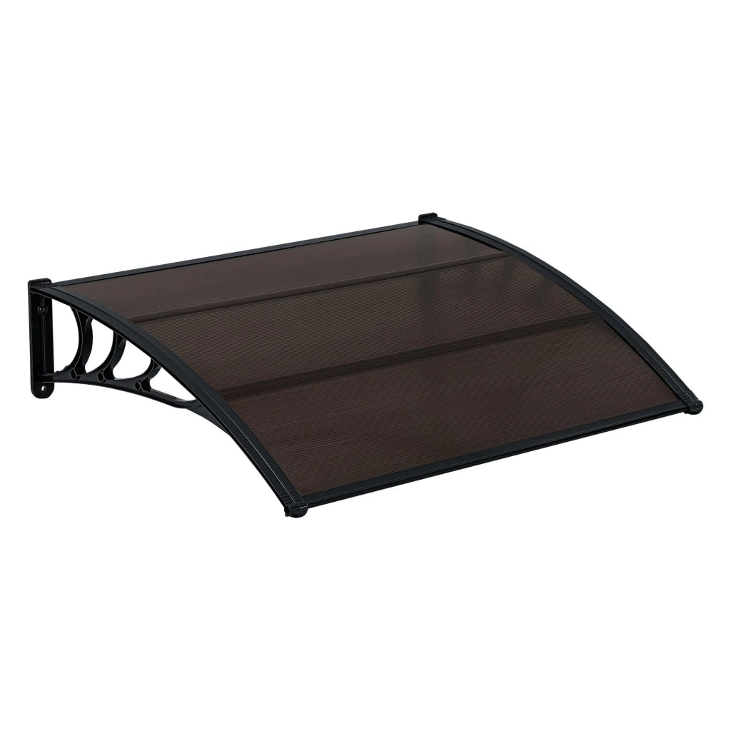 Pensilina/tenda per porta d'ingresso in policarbonato/alluminio ABS resistente alle intemperie 120 x 100 cm nero/marrone 03_0004666