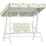Dondolo per Bambini da Esterno a 2 Posti con Tettuccio Regolabile e Cinture di Sicurezza, 112x75x120 cm, Bianco