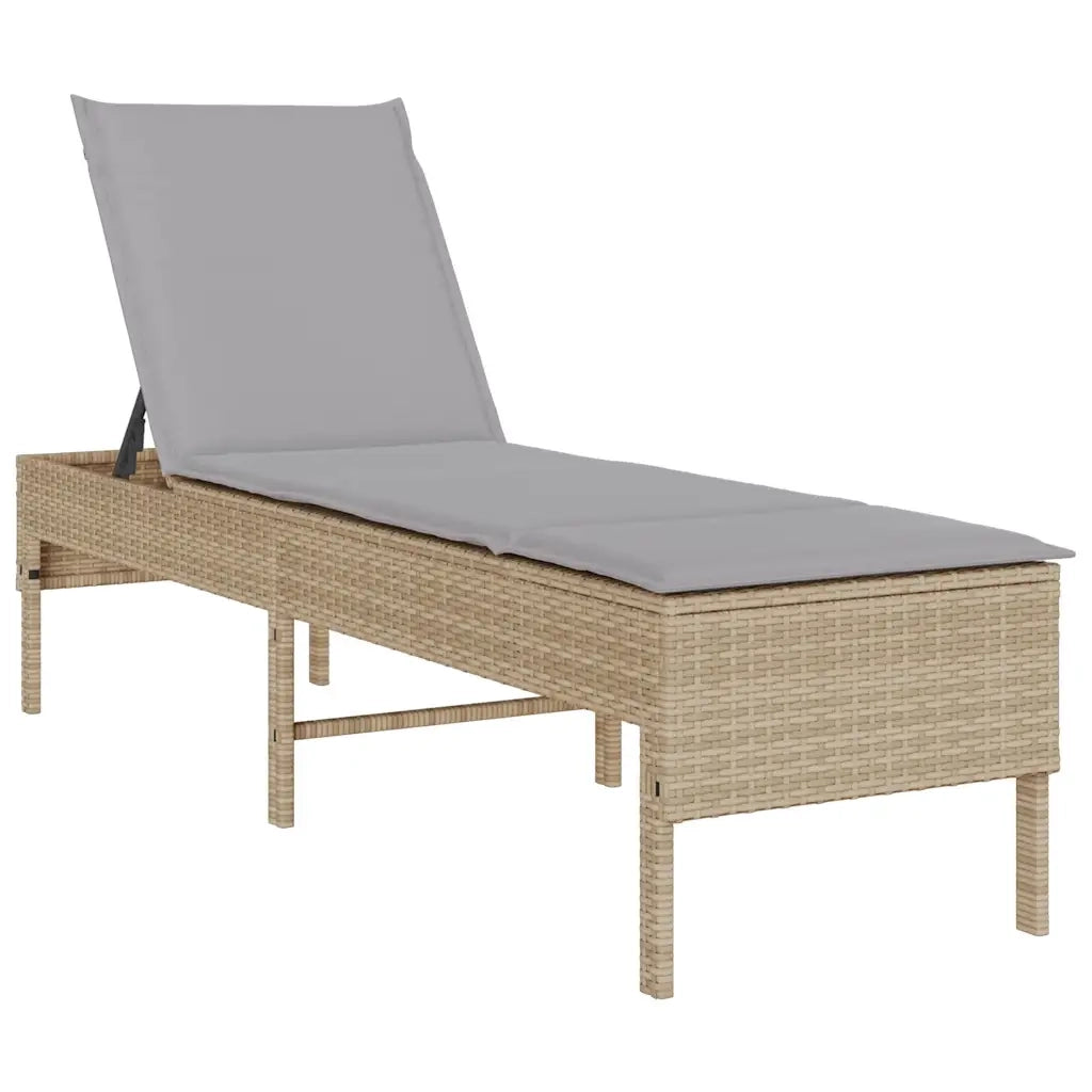 Lettino Prendisole con Cuscini Beige 55x200x44 cm in Polyrattan 4104103