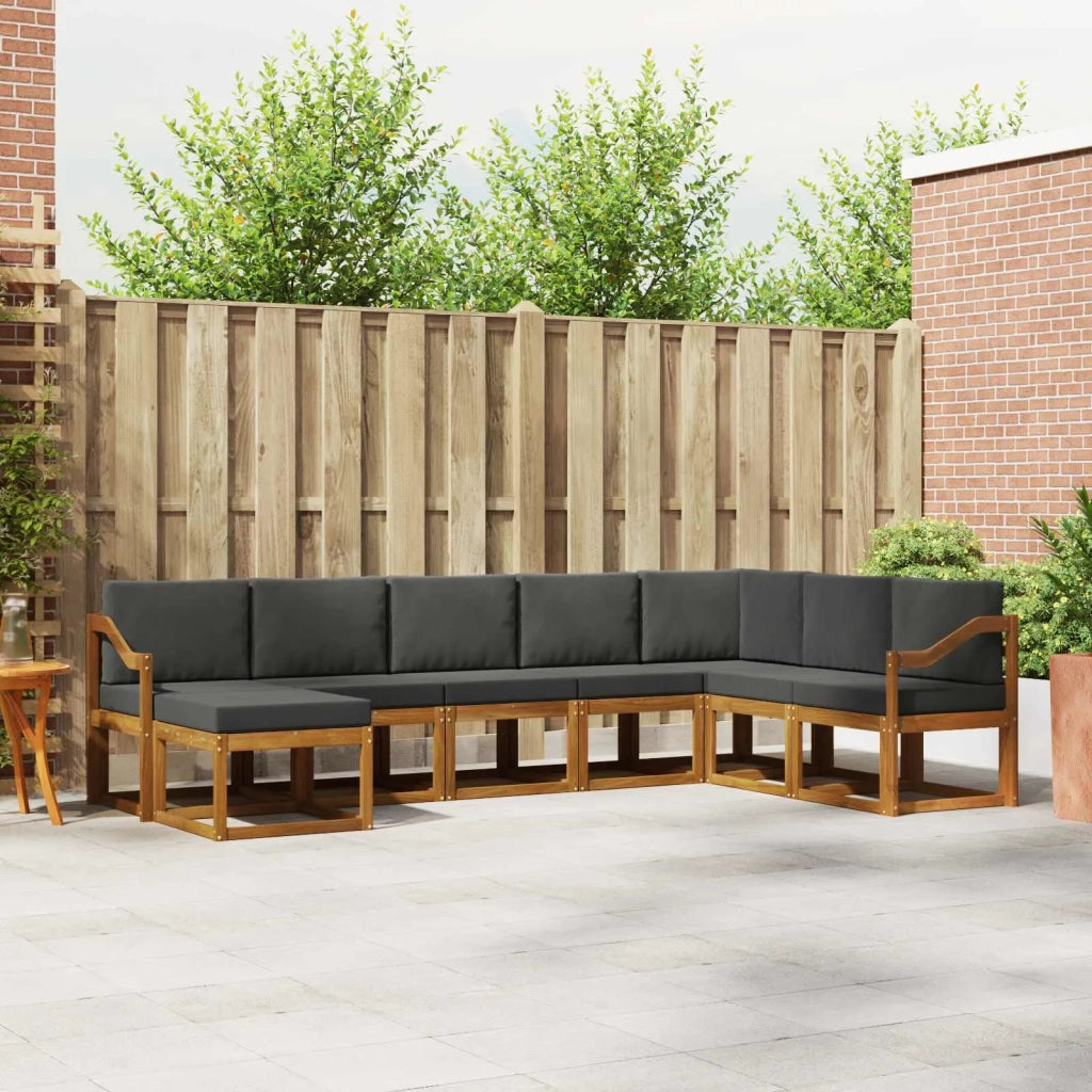 Set di divani da esterno con cuscino 8 pcs Naturale e Antracite