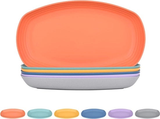 Set di servizio, 6 pezzi, tavola da pranzo ovale 29,5 cm, in plastica leggera, impermeabile, riutilizzabile, resistente al microonde, facile da pulire.