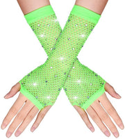 Manichini senza dita - Decorazione con strass - Manichini in pelle - Costume degli anni '80 - Halloween - Materiale respirabile