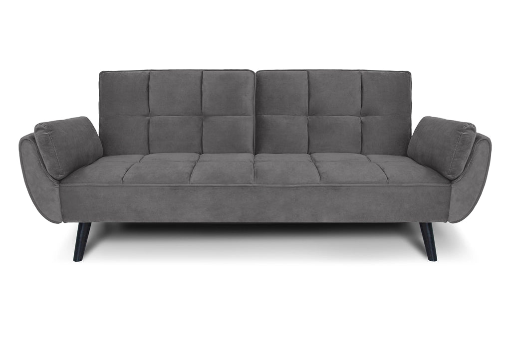Divano letto clic clac in velluto grigio piede nero - divano 3 posti - Ambra - DL-AM05VLT-PLN