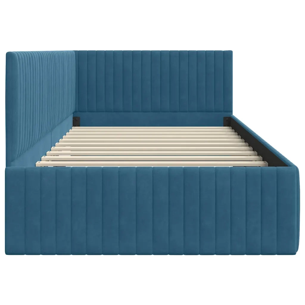 Cornice del letto ad angolo Blu 100 cm x 200 cm Velluto 42016275