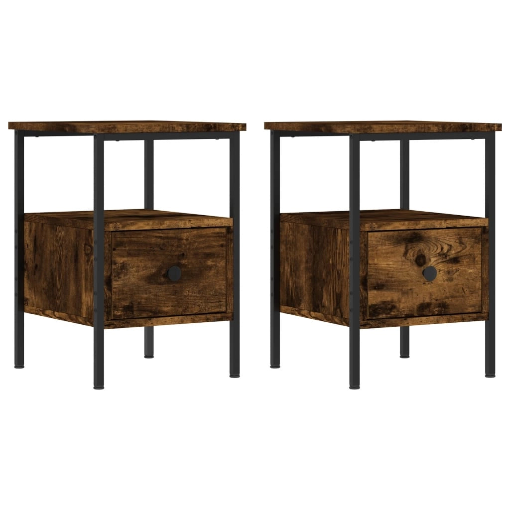 Comodini 2 pz Rovere Fumo 34x36x50 cm in Legno Multistratocod mxl 129928