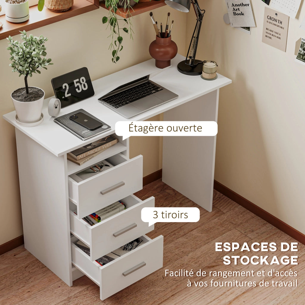 Scrivania con 3 cassetti e ripiano aperto ¨C Minimal ¨C Bianco 100x40x75