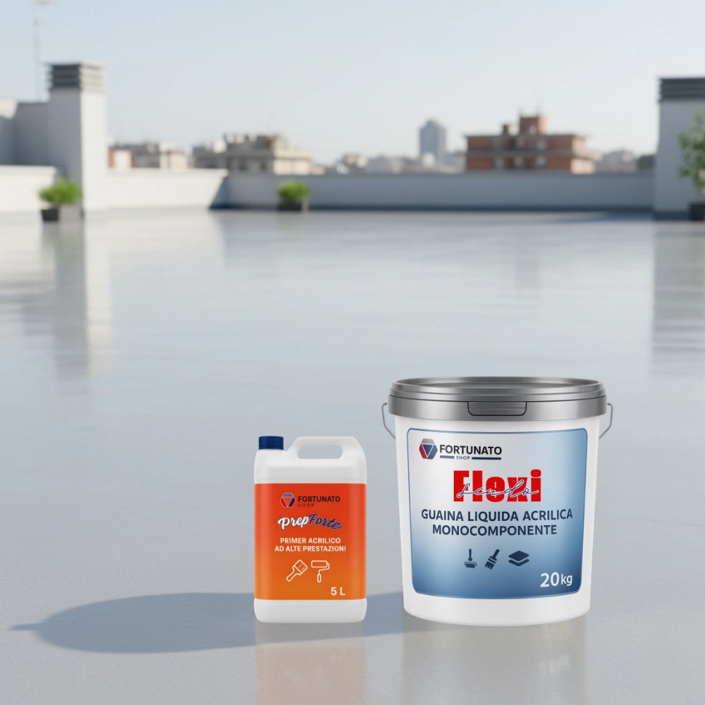 Soluzione professionale impermeabilizzante prepforte + flexiscudo per protezione superfici *** formato 20 kg + 5 l (s...