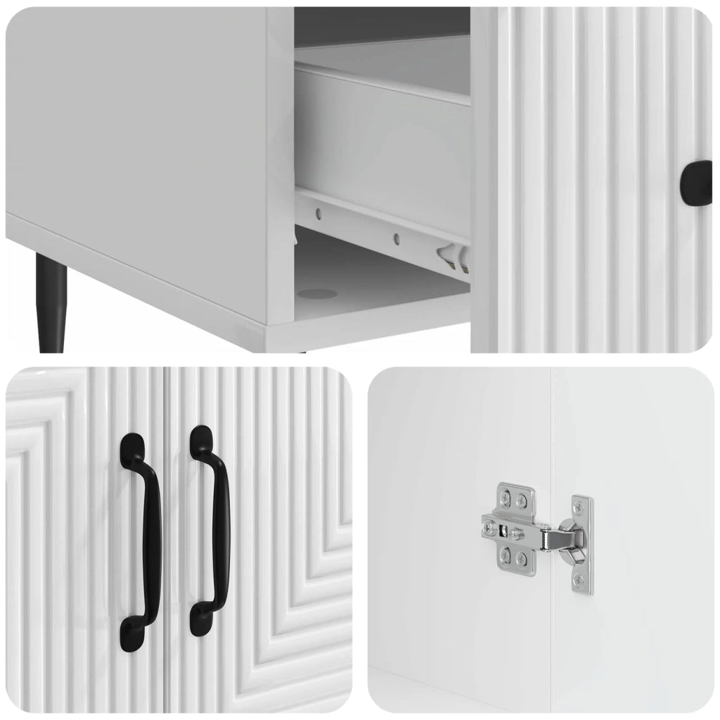 Credenza Bianco Lucido 66 x 34,5 x 95 cm Legno ingegnerizzato 894899