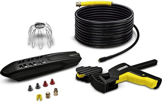 Rinforzatore di fognatura - Fognatura - Pulizia Fognatura - Kit per pulizia fognatura e drenaggio - 20m - Connettori a vite - Adatto per pompe ad alta pressione