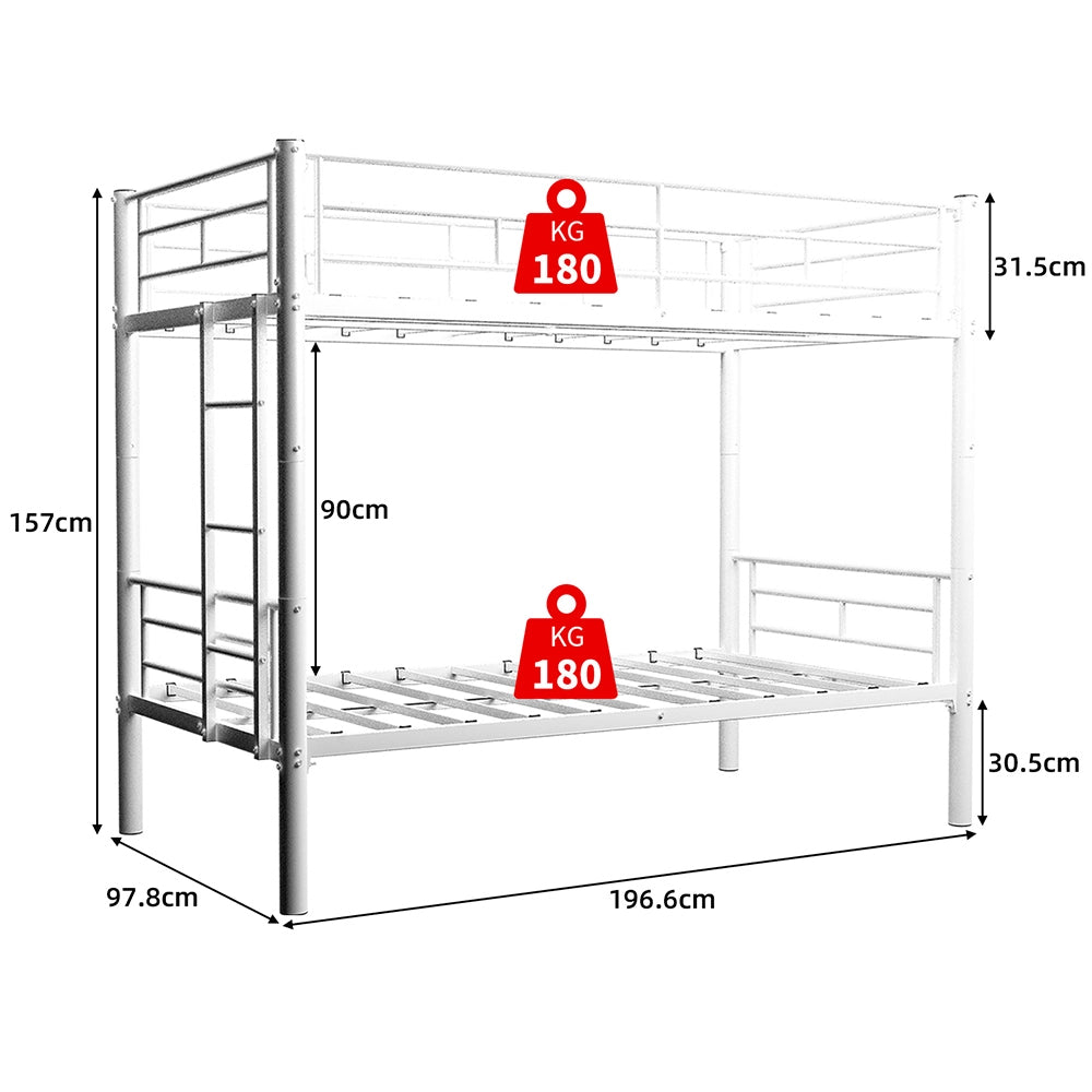 Letto metallico Twin su Twin - Xylo - struttura robusta, senza rete
