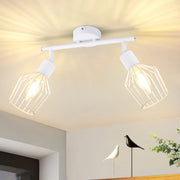ZMH Faretto da soffitto bianchi 2 luci E14 metallo orientabili 350° industriali per corridoio soggiorno