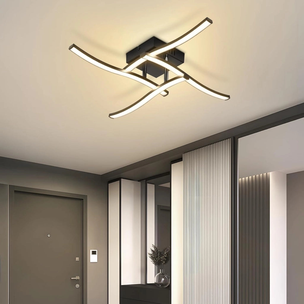 ZMH Lampada da soffitto plafoniera LED 24W nera moderna design ondulato per cucina soggiorno corridoio