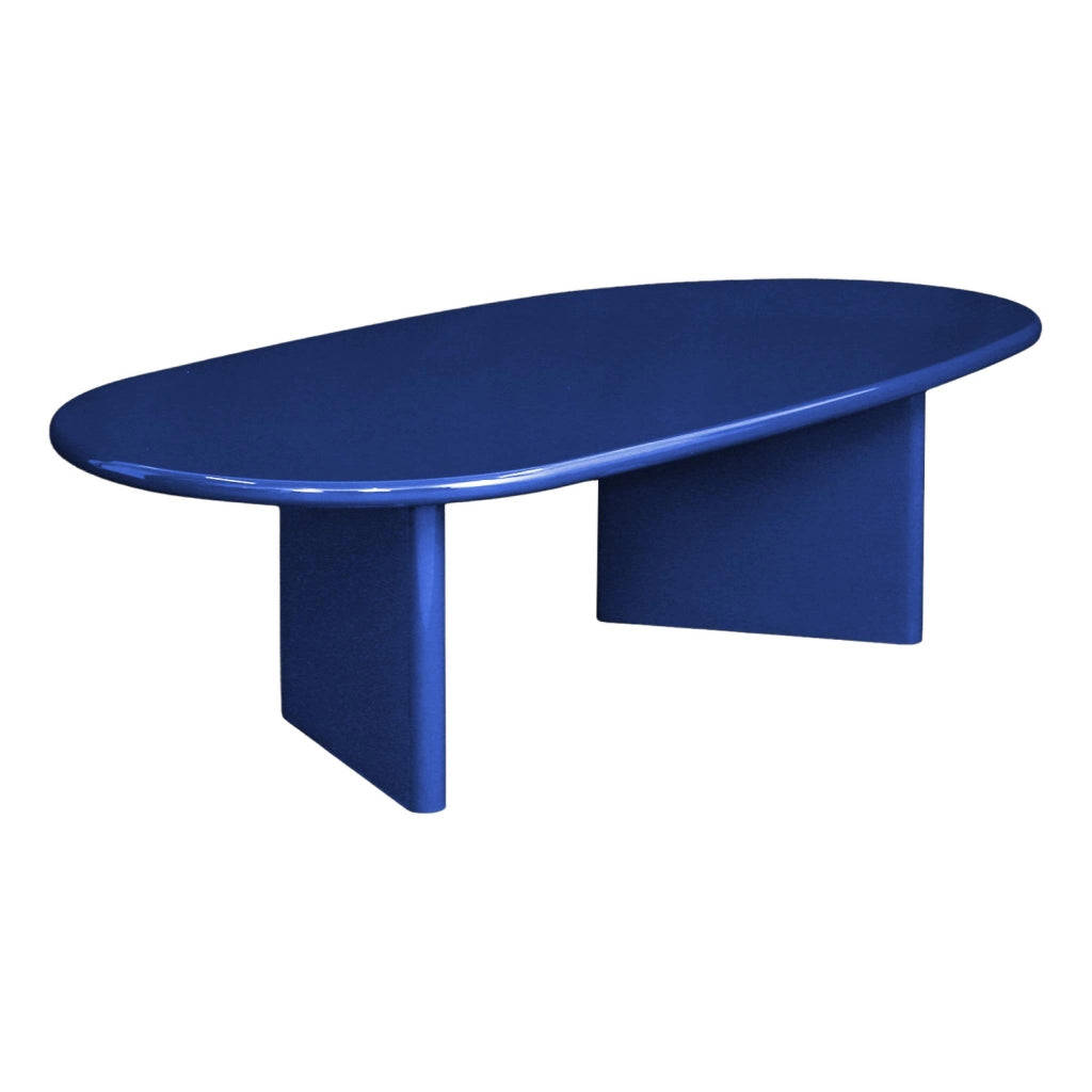 Tavolino basso ovale finitura lucida, blu