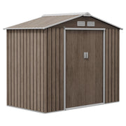 Casetta da Giardino con Prese d'Aria e Doppia Porta Scorrevole  210x130 cm in Metallo Marrone Chiaro