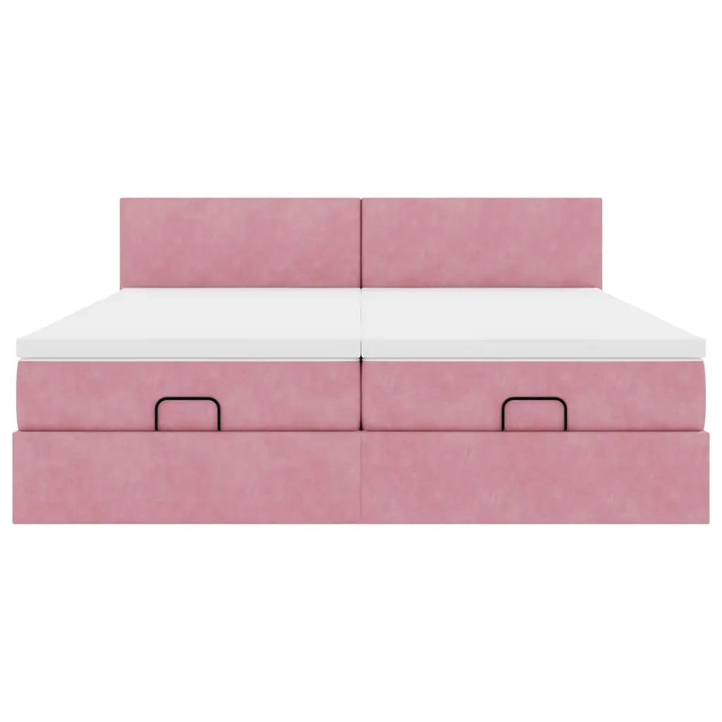 Struttura Letto Pouf con Materassi Rosa 180x200 cm Velluto 3312910