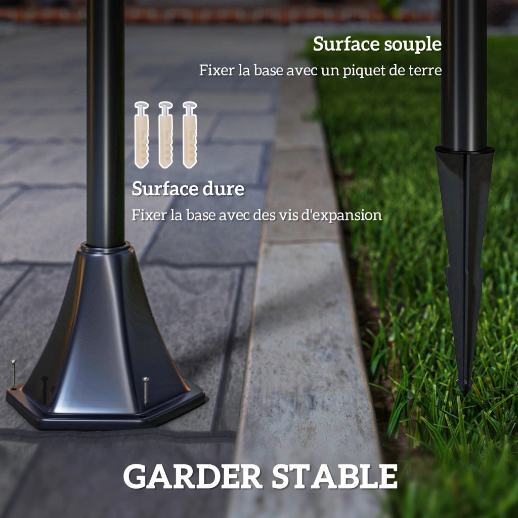 Lampada da giardino solare LED ¨C zephmum ¨C nero 15x15x120 cm