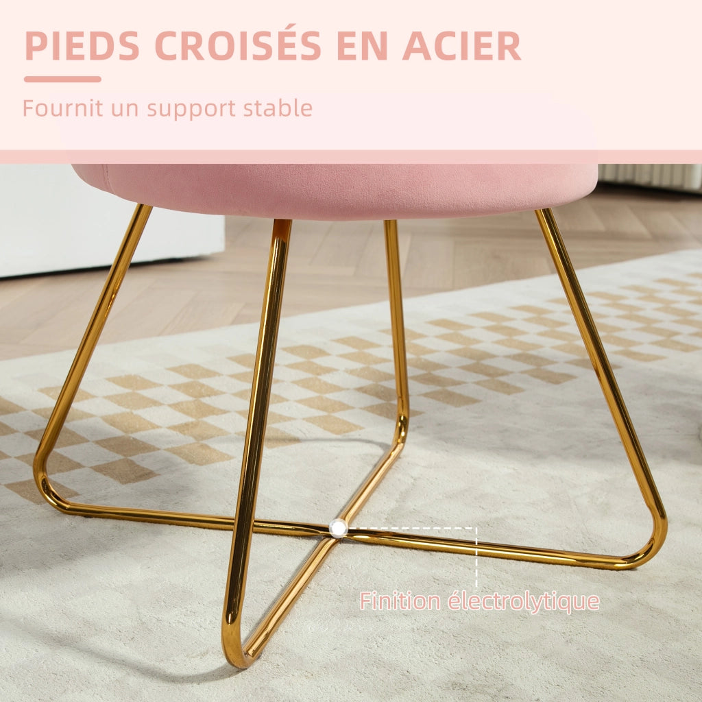 Poltrona in velluto con gambe in acciaio ¨C Zephmum ¨C Rosa 69x64x80 cm
