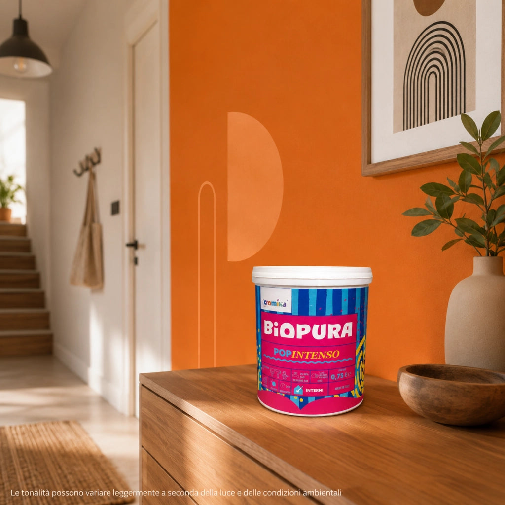 Popintenso palestra e decori interni pittura murale lavabile e coprente cromika *** formato 0,750 lt, colore- arancio...