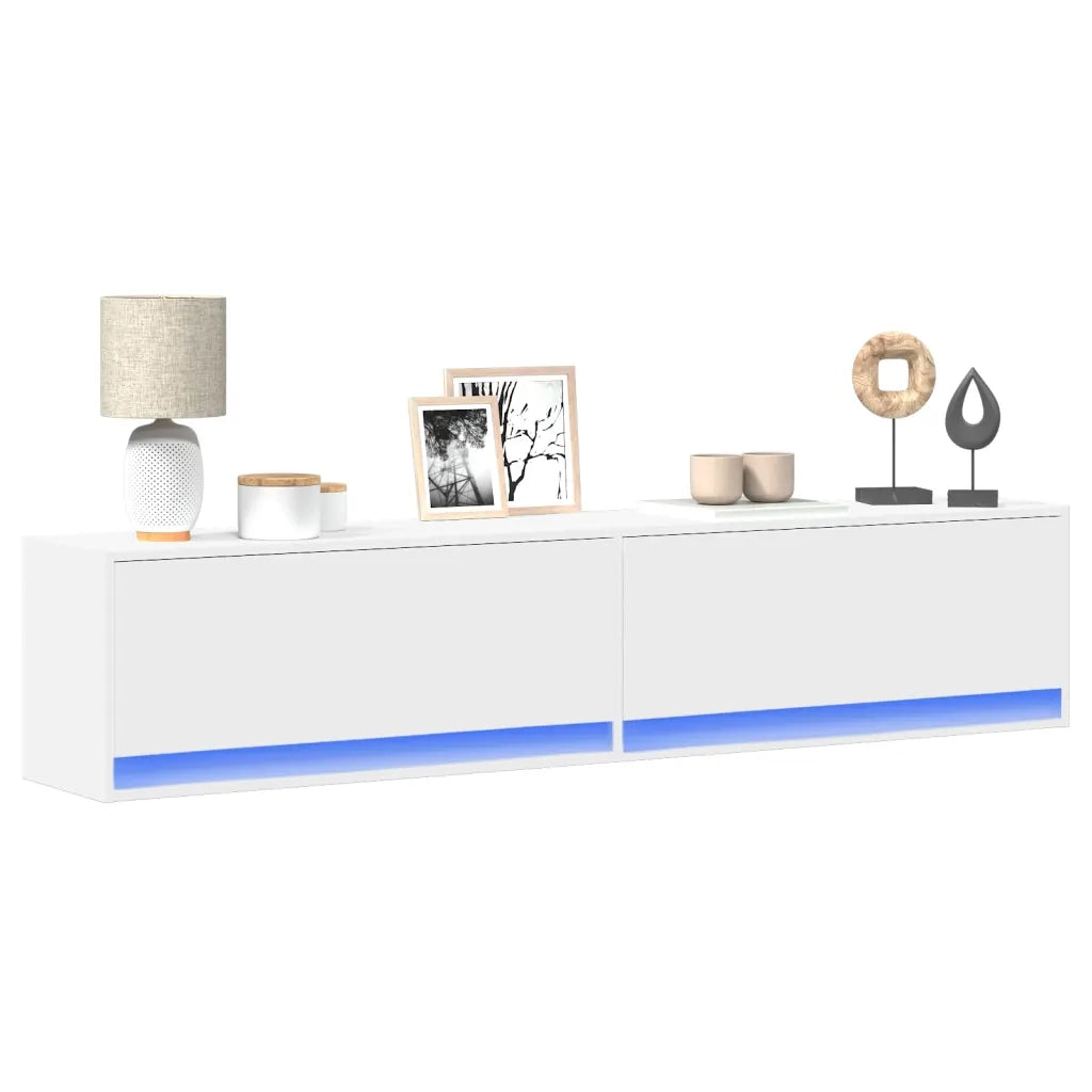 vidaXL Mobile TV a Parete con LED Bianco 180x31x38 cm