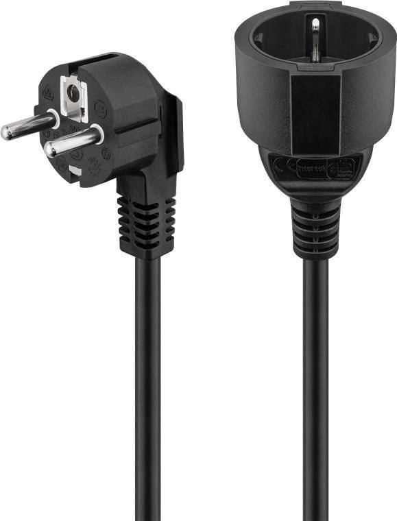Goobay 93093 Prolunga di Alimentazione Schuko Maschio Angolato Femmina CEE 7-7 CEE 7-4 H05VV-F 3G 1.5mm² 3m 10A 250V AC colore Nero