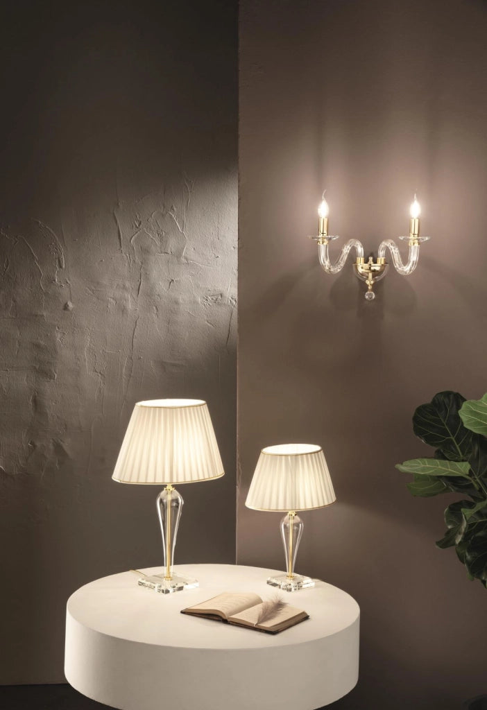 LUMETTO RAVEL CRISTALLO E ORO ATTACCO E14 1 LUCE H. 29+17CM
