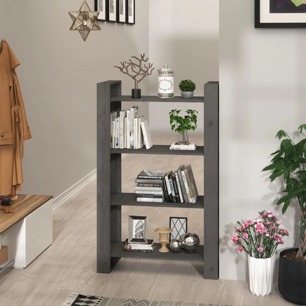 Libreria/Divisorio Grigio 80x35x125 cm Legno Massello di Pino 813906