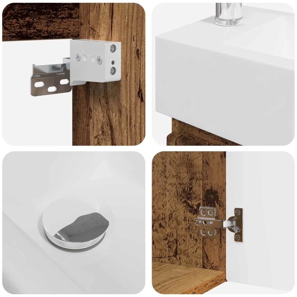Mobile bagno con rubinetto Legno antico 45,5 x 22,5 x 84 cm