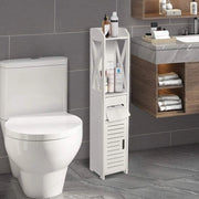Cassettiera da bagno a colonne in legno - altezza 155 x 15 x 80 cm - bianco
